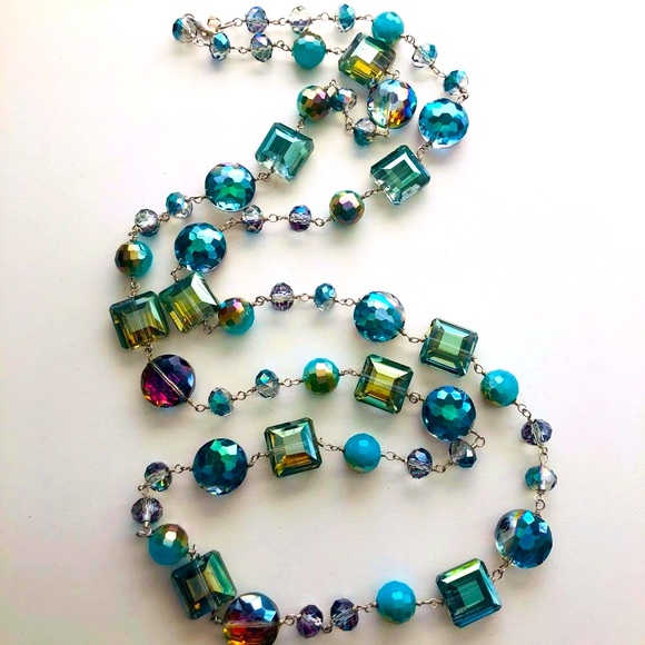 Gorgeous Vintage 925 Aurora Borealis Crystal Bead Necklace - Picture 9 of 17